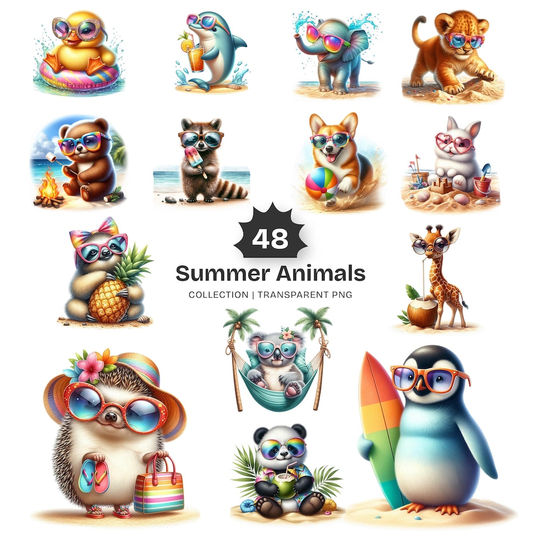 Summer Animals PNG Clipart Collection – Tropical Beach Graphics ...