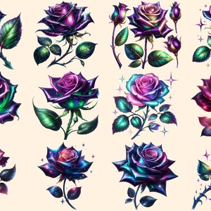 Fantasy Roses PNG Clipart Collection - 54 PNG, Magical rose illustration, Enchanted floral art, Commercial use, Digital download