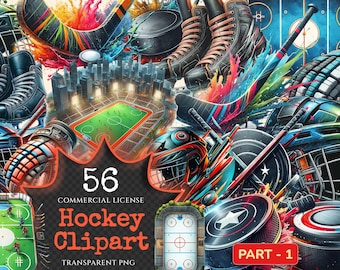 Hockey Clipart – 56 Vibrant PNG Illustrations (Digital Download)