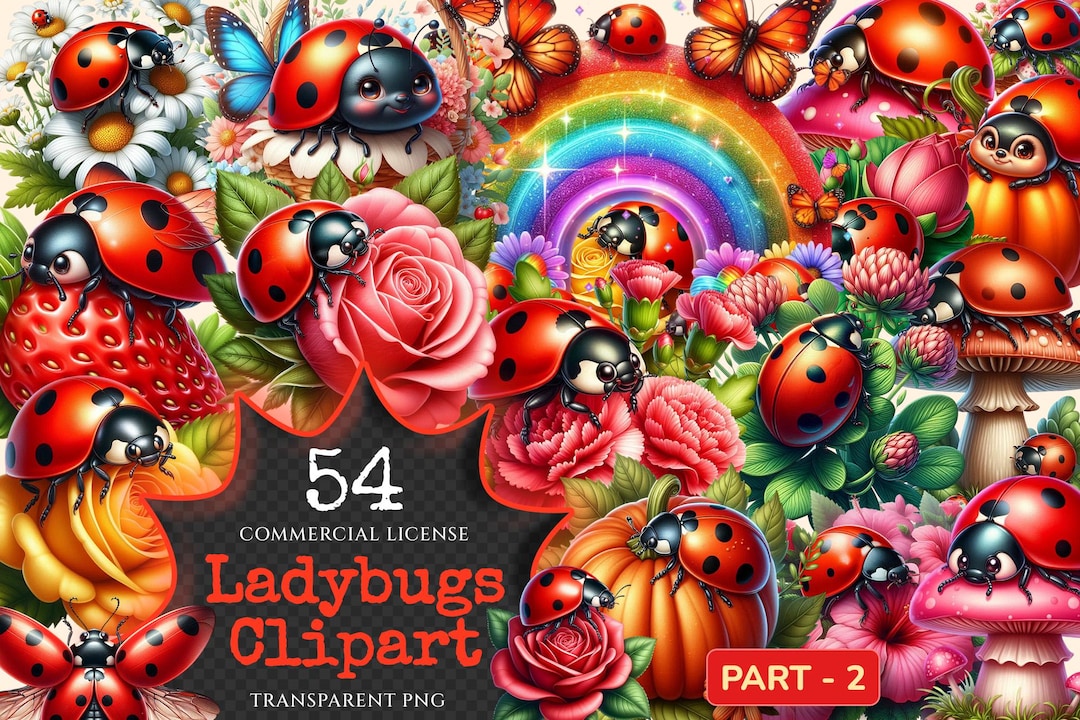 Ladybugs PNG Clipart – Charming Bug Illustrations (digital Download) - Etsy