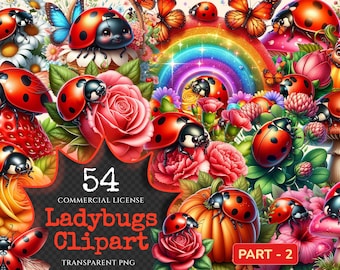 Ladybugs PNG Clipart – Charming Bug Illustrations (Digital Download)