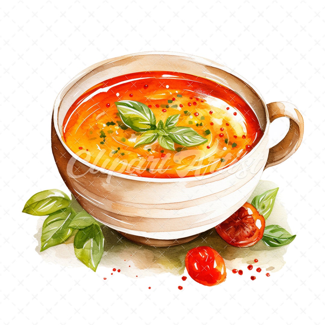 20 Highquality Soup Clipart Soup Digital Watercolor JPG Instant
