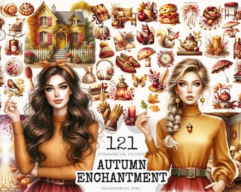 Cozy Autumn Clipart Set – Cottagecore Fall Illustrations (Digital Download)