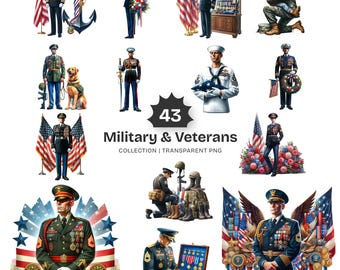 Military & Veterans PNG Clipart Collection – Patriotic USA Graphics (Digital Download)