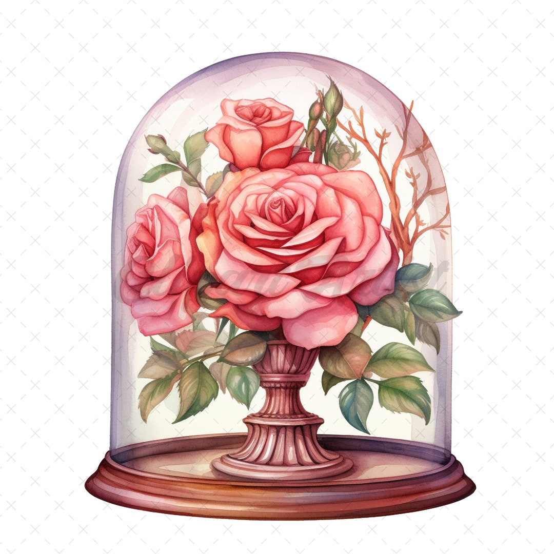 20 High-quality Rose Glass Dome Clipart Rose Glass Dome Digital