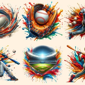 Vibrant Baseball Graphics Clipart – 30 PNG, Sports Printables (digital ...