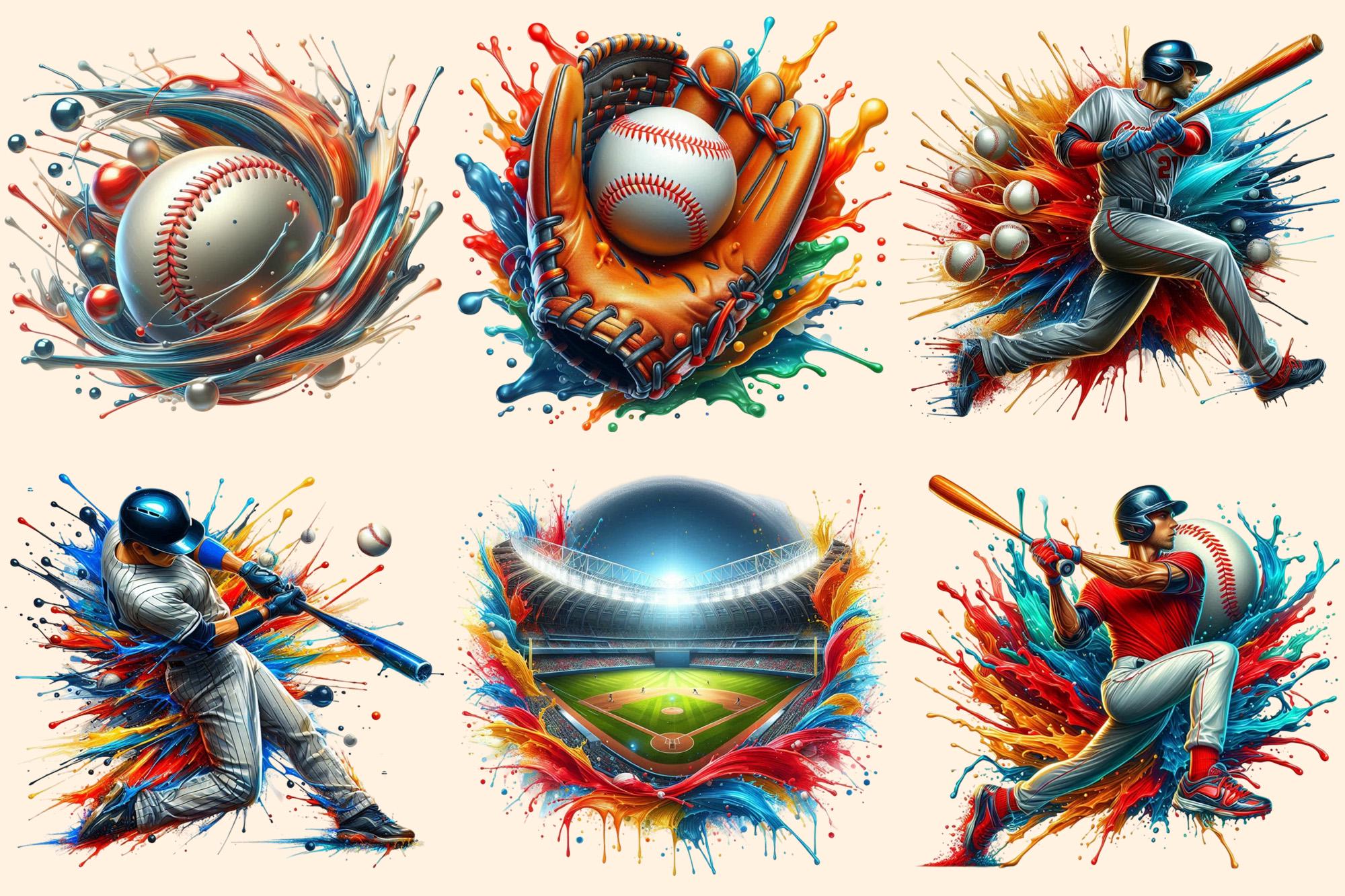 Vibrant Baseball Graphics Clipart – 30 PNG, Sports Printables (digital ...