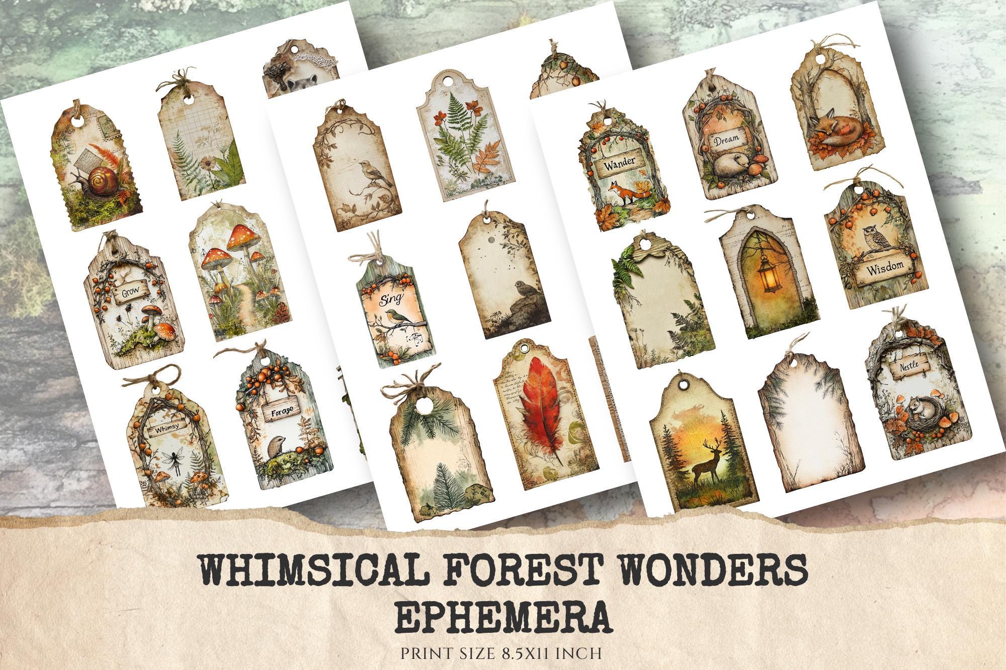Forest Junk Journal Ephemera Kit – Woodland Digital Download - Etsy