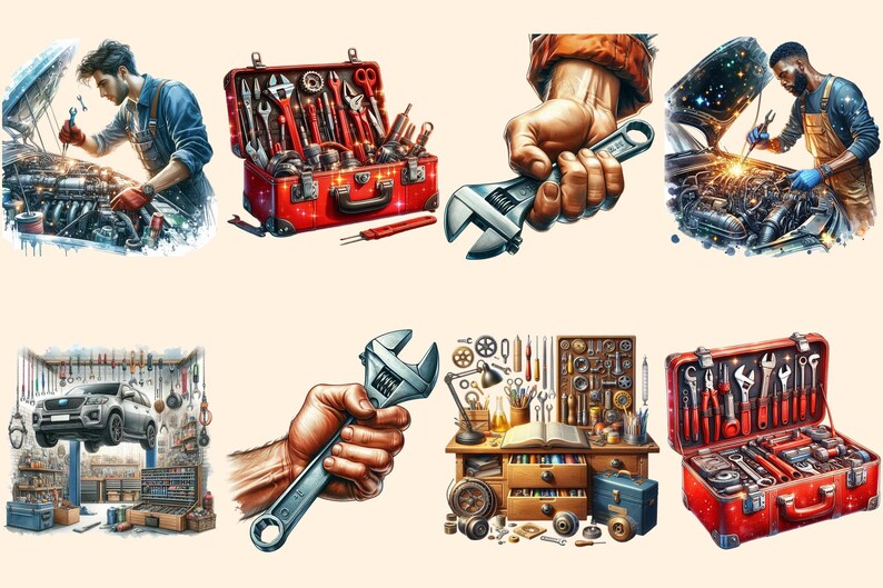 Mechanics PNG Clipart Collection - 36 PNG, Automotive design graphics, Garage tools printables, , Commercial use, Digital download