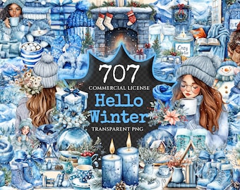 Winter Watercolor Clipart Bundle – 700+ Cozy PNG Graphics (Digital Download)