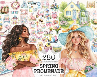 Watercolor Spring Clipart Set – 275+ PNG Cottage Garden Images (Digital Download)