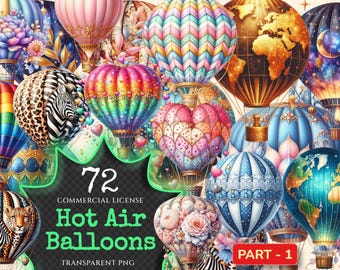 Airy Hot Air Balloon PNG Clipart – Sky Graphics (Digital Download)