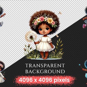 Little Girls (P-3) PNG Clipart Collection - 43 PNG, Adorable dark-skinned girl graphics, African girl png, Commercial use, Digital download