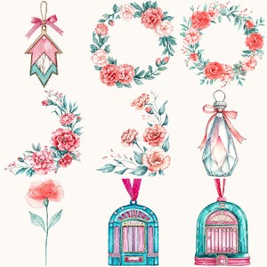 American Neon Diner Floral Arrangements, Carnation Floral PNG, Carnation Bouquet, Flowers, Decor, Ornaments, Flower Art, Digital download