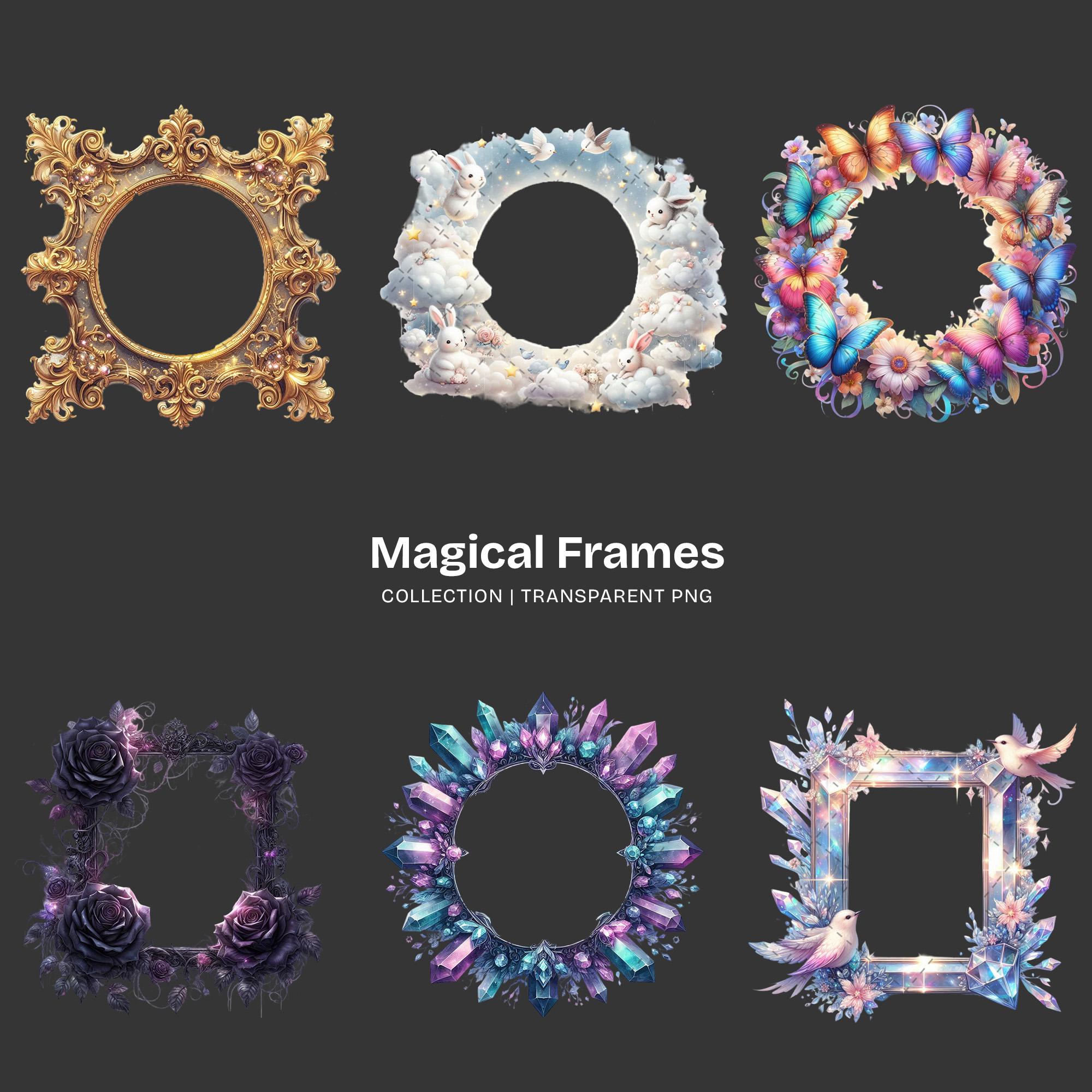 Magical Frames PNG Clipart Collection – Fantasy Borders, Crystals, Moon ...