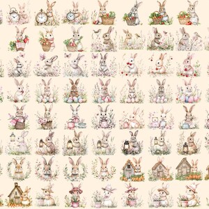 Cottagecore Bunnies Watercolor Clipart Bundle - 594+ transparent PNG, Rustic rabbit graphics, Cute bunny, Commercial use, Digital download