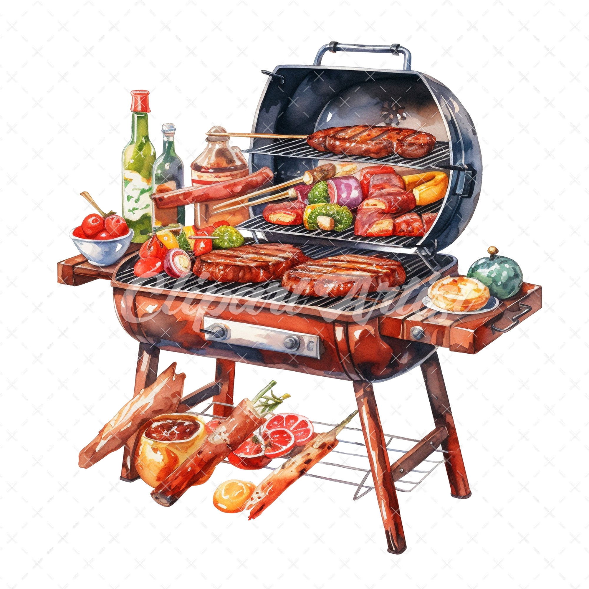 BBQ Grill Watercolor Clipart – Summer Grill, JPG (digital Download) - Etsy