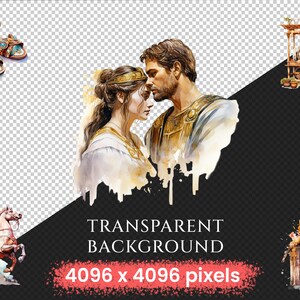 Ancient Rome Watercolor Clipart Bundle - 860+ transparent PNG, Classical empire graphics, Ancient roman, Commercial use, Digital download