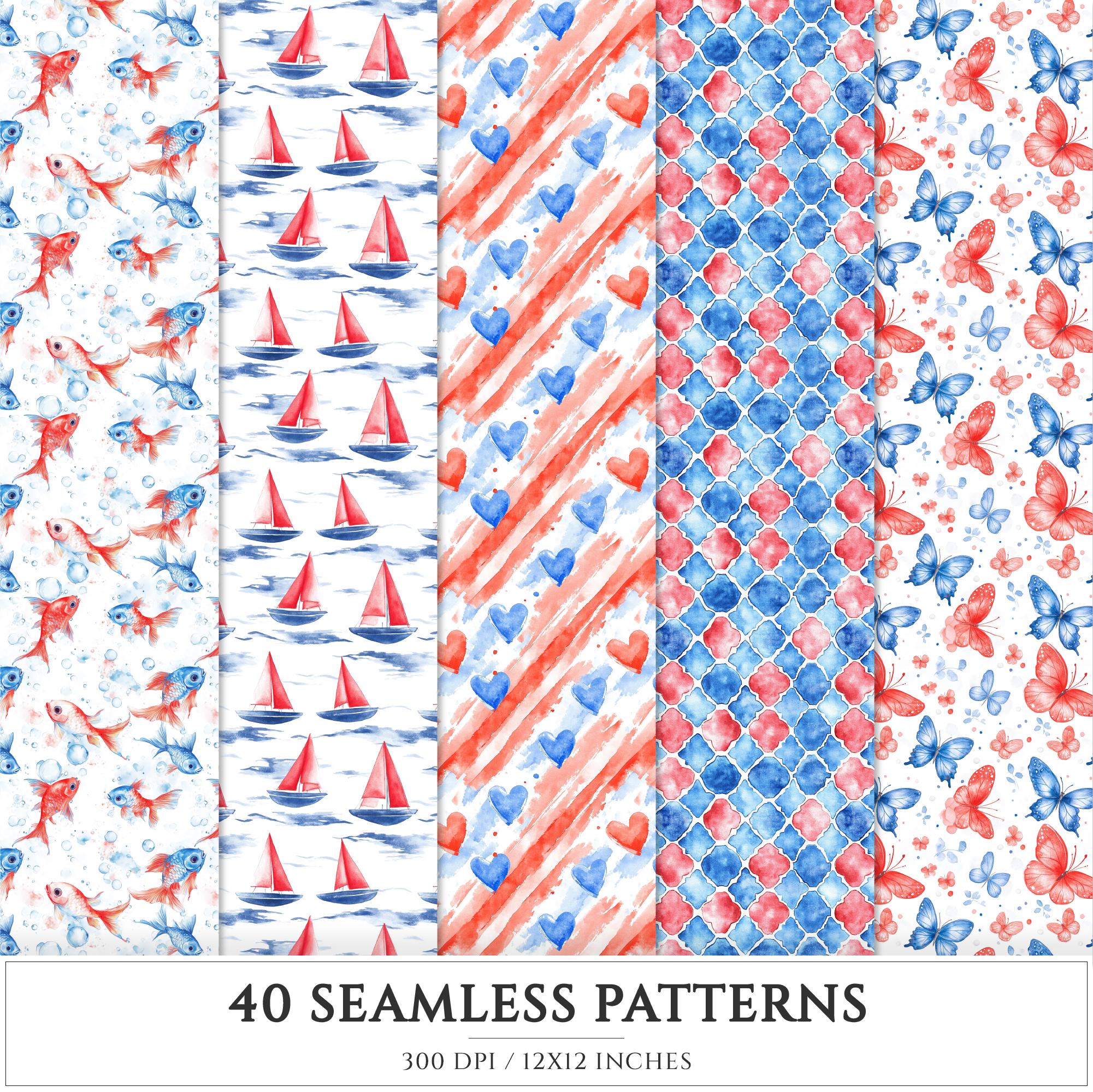 Puerto Rico Seamless Pattern, Tropical Bloom, Palm Leaves (digital ...