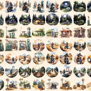 Bikers Watercolor Clipart Bundle - 480+ transparent PNG, Road warrior enthusiast illustrations, Motorbike, Commercial use, Digital download