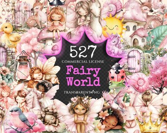 Fairy World Watercolor Clipart Bundle – 523+ PNG Graphics (Digital Download)
