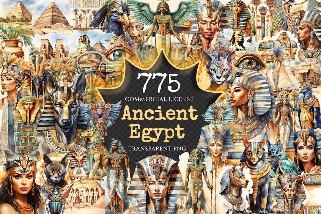 Ancient Egypt Watercolor Clipart Bundle – Pharaohs, Pyramids (digital ...
