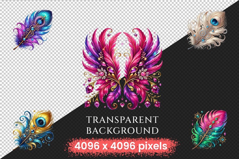 Fancy Feathers PNG Clipart Collection – 82 Designs (digital Download ...