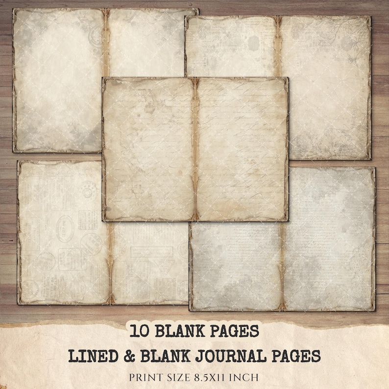 Vintage Lined Junk Journal Paper - 20 Printable Ephemera Pages (digital ...