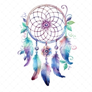 20 High-Quality Dreamcatcher Clipart - Dreamcatcher digital watercolor JPG instant download for commercial use - Digital download