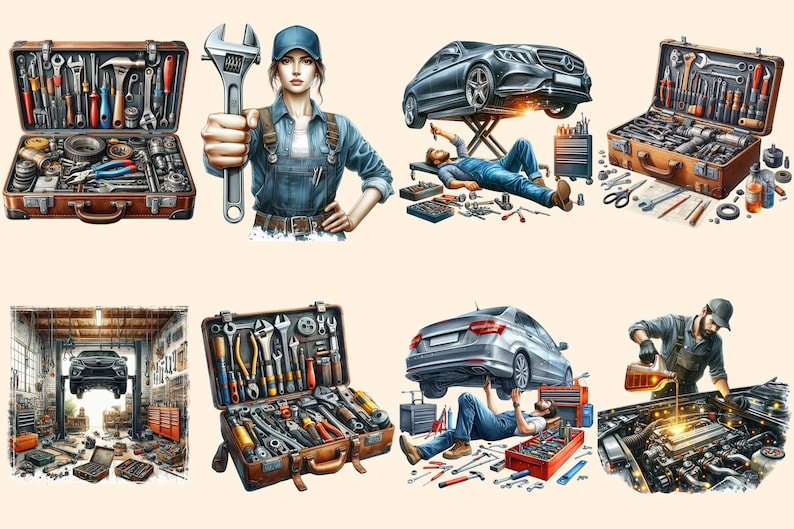 Mechanics PNG Clipart Collection - 36 PNG, Automotive design graphics, Garage tools printables, , Commercial use, Digital download
