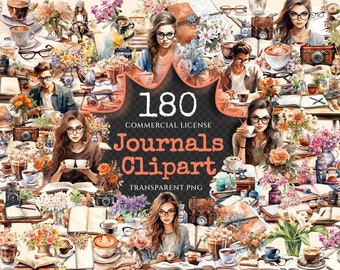 Watercolor Journal Clipart Bundle – 170+ PNG Images (Digital Download)