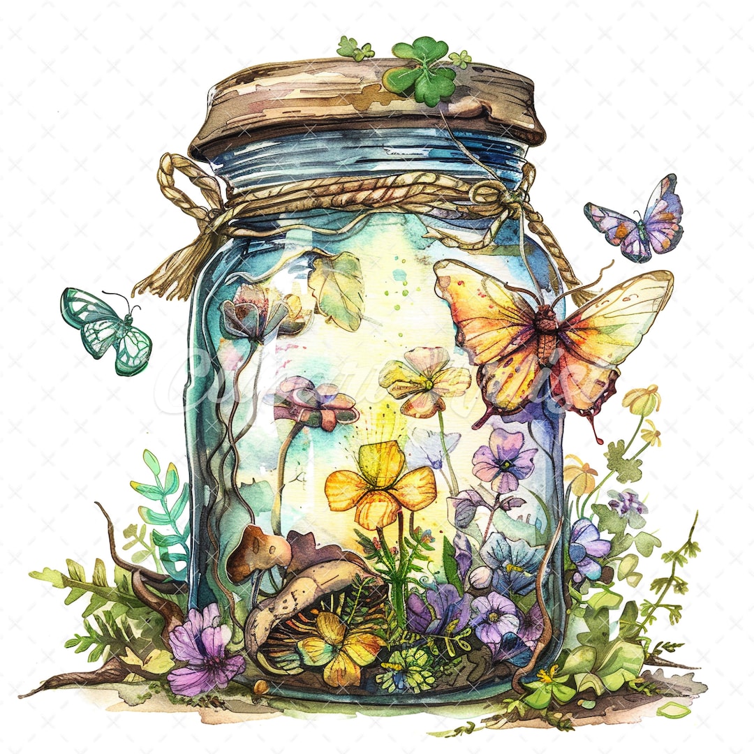 Fairy Jars Watercolor Clipart – Magical Illustration Art (digital ...