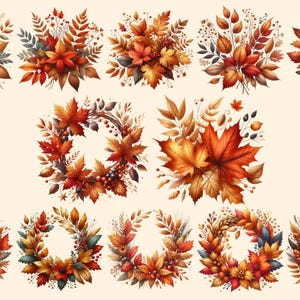 Autumn Leaves PNG Clipart Collection - 52 PNG, Warm seasonal foliage graphics, Autumn leaves art, Commercial use, Digital download