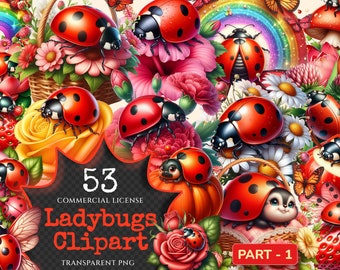 Ladybugs PNG Clipart Collection – Charming Red Insect Art (Digital Download)