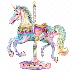 17 High-Quality Carousel Horse Clipart JPG - Carousel horse digital clipart JPG instant download for commercial use - Digital Download