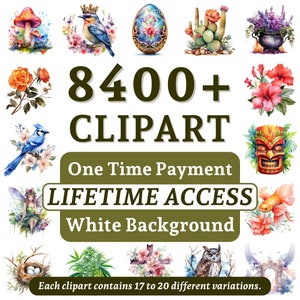 Obtenez plus de 8400 cliparts de haute qualité ! Téléchargement instantané pour tous les modèles. Animaux, fleurs, vacances Utilisation commerciale - Téléchargement numérique