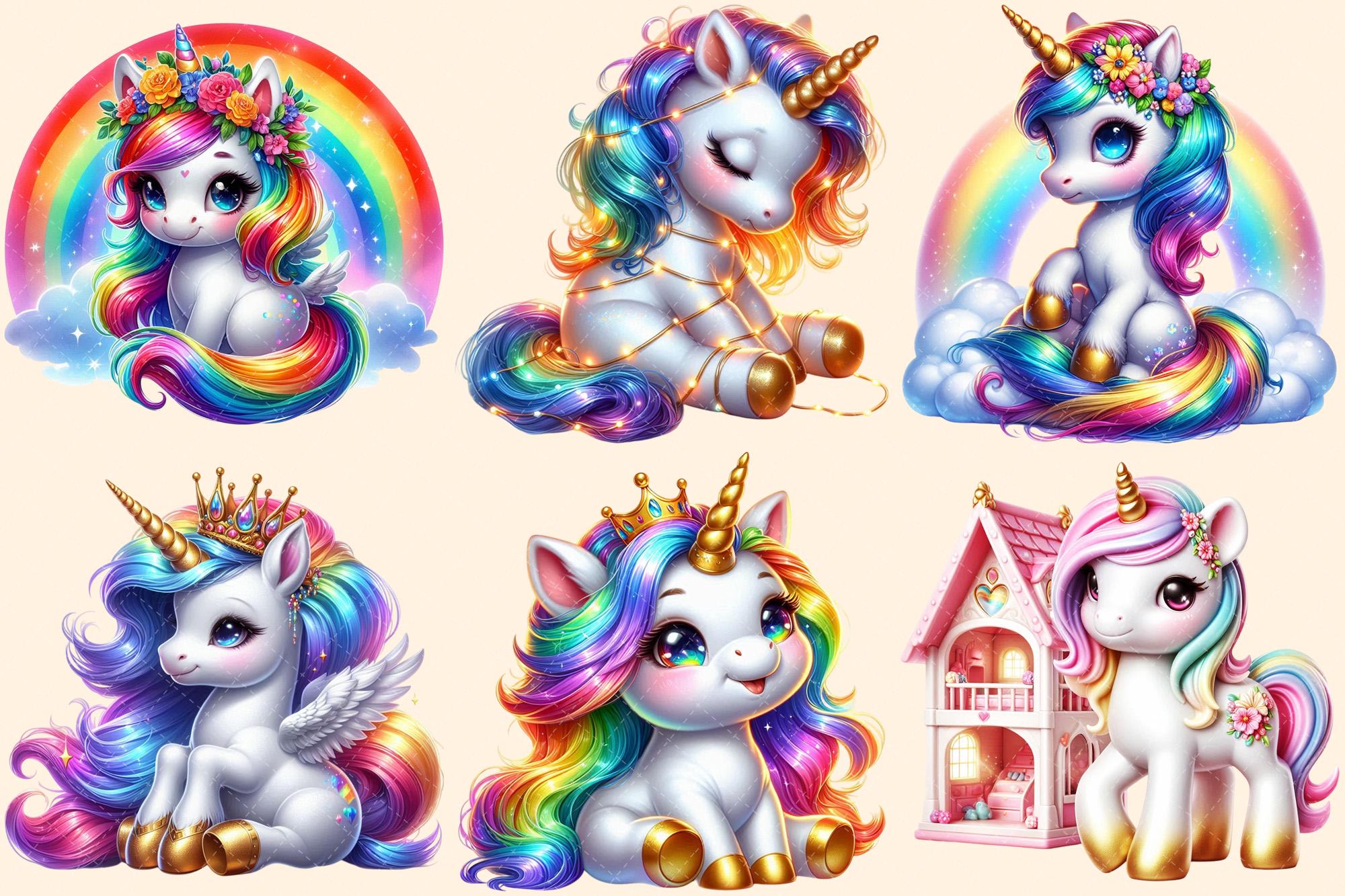 Baby Unicorns Clipart – Magical Illustrations, Commercial Use (PNG ...