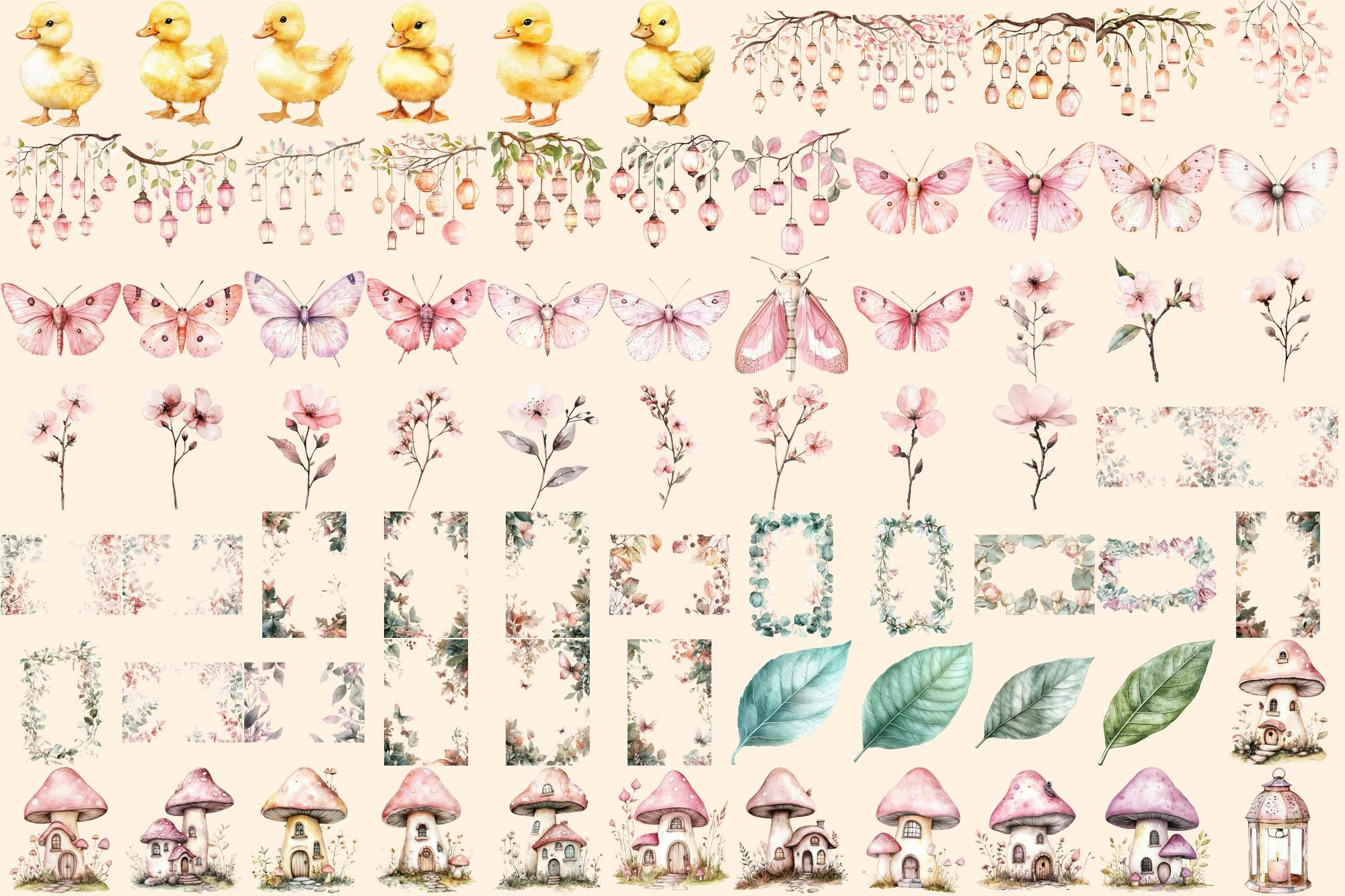 Fairy World Watercolor Clipart Bundle – 523+ PNG Graphics (digital ...
