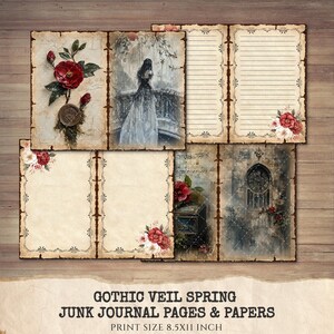 Gothic Veil Spring Junk Journal Pages – Romantic Haunted Floral ...