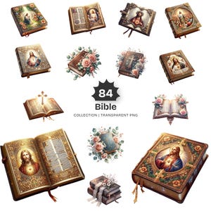 Bible PNG Clipart Collection – Scripture, Cross, Jesus Graphics (Digital Download)