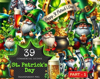 St. Patrick's Day Clipart – Leprechaun & Shamrock PNG Illustrations (Digital Download)