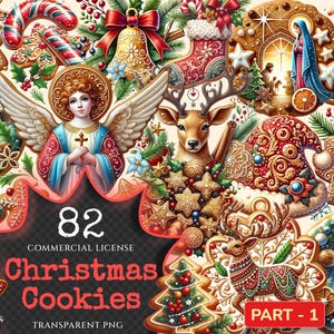 Christmas Cookies PNG Clipart Collection - 82 PNG, Holiday cookie graphics, Festive treat art, Commercial use, Digital download