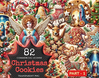 Christmas Cookies PNG Clipart – Holiday Graphics, Festive Art (Digital Download)