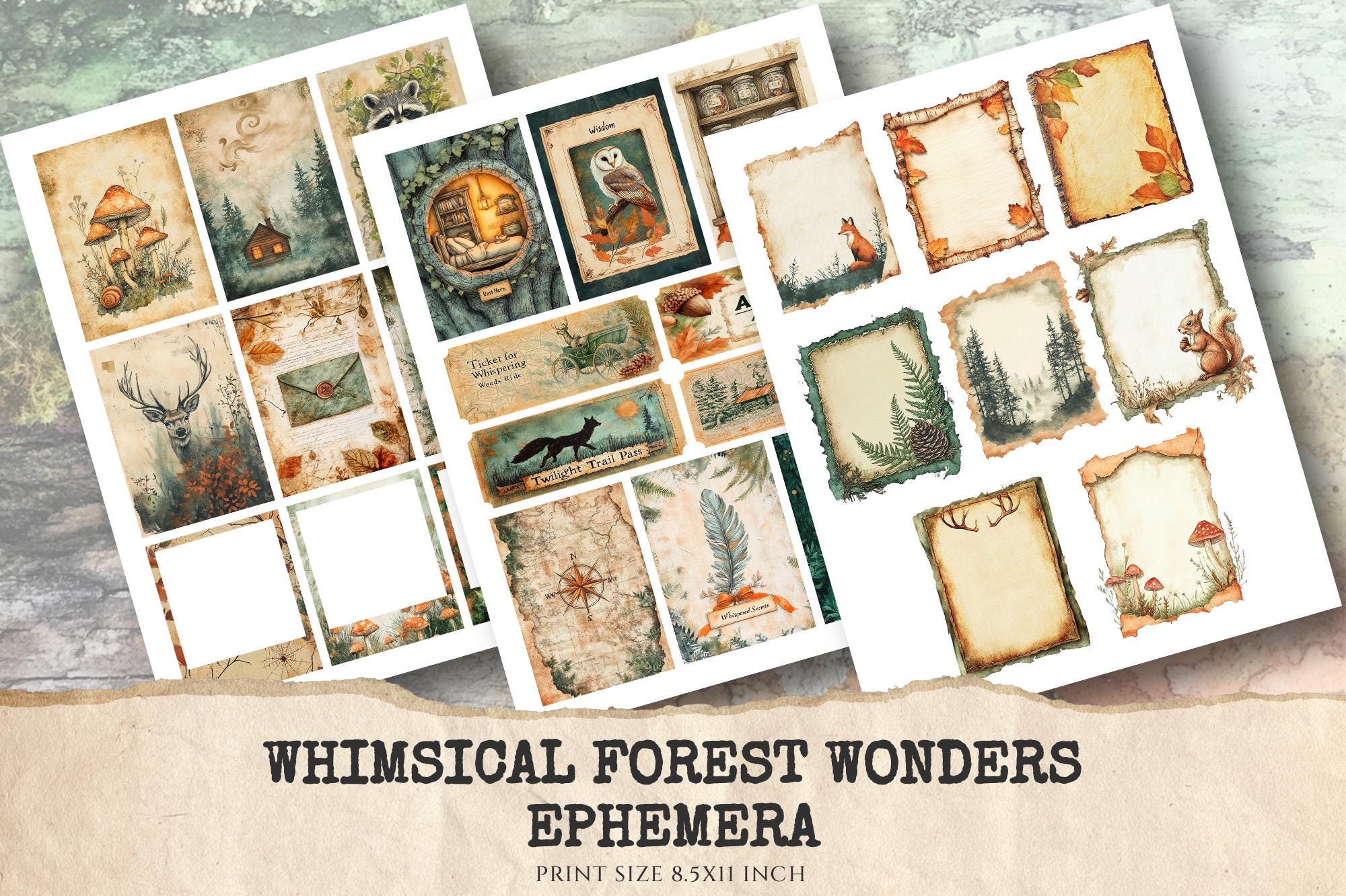 Forest Junk Journal Ephemera Kit – Woodland Digital Download - Etsy