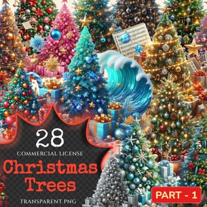 Christmas Tree Clipart – Festive Holiday PNG Graphics (28 Files, Digital Download)
