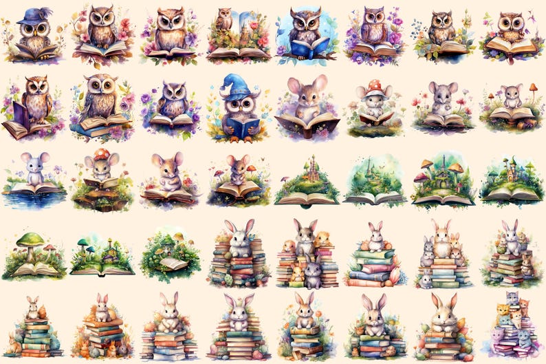 Watercolor Fairytale Book Clipart – Magical Storybook Graphics (digital ...