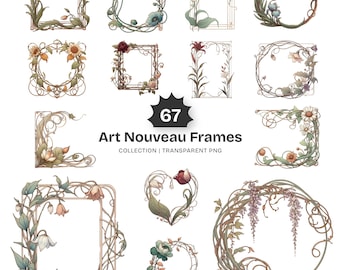 Art Nouveau Frames PNG Clipart – Chinoiserie Baroque Autumn Graphics (Digital Download)