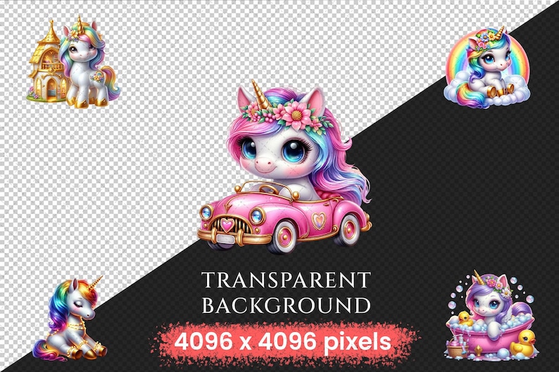 Baby Unicorns Clipart – Magical Illustrations, Commercial Use (PNG ...