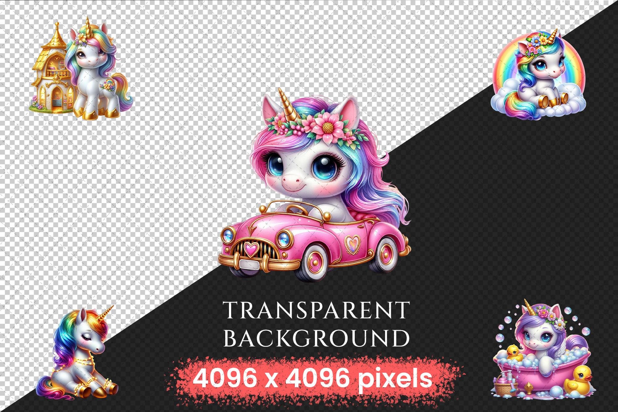 Baby Unicorns Clipart – Magical Illustrations, Commercial Use (PNG ...