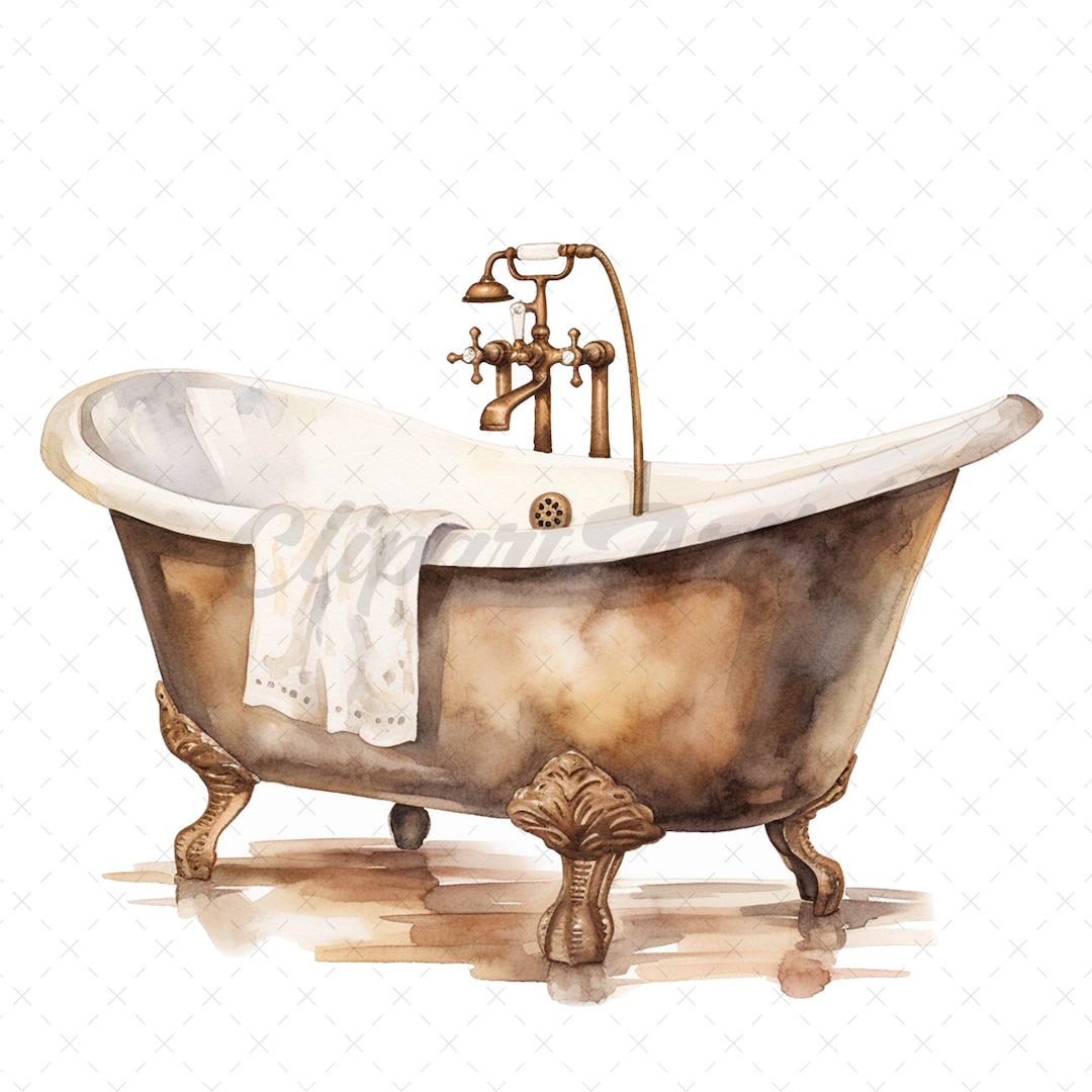 19 Highquality Antique Bath Tub Clipart Bath Tub Digital Watercolor